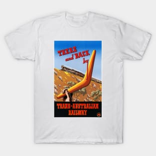 Vintage Travel Poster There and Back by Trans Australian Railway Australia T-Shirt